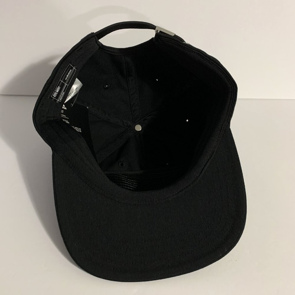 Adidas Hat Golf Adjustable Faux Leather Strap Black White Cap One Size Fits Most - Picture 7 of 9